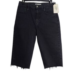 BA&SH NWT Brune Bermuda Blackstone Lady Long Shorts Demin Cotton Black Size 2